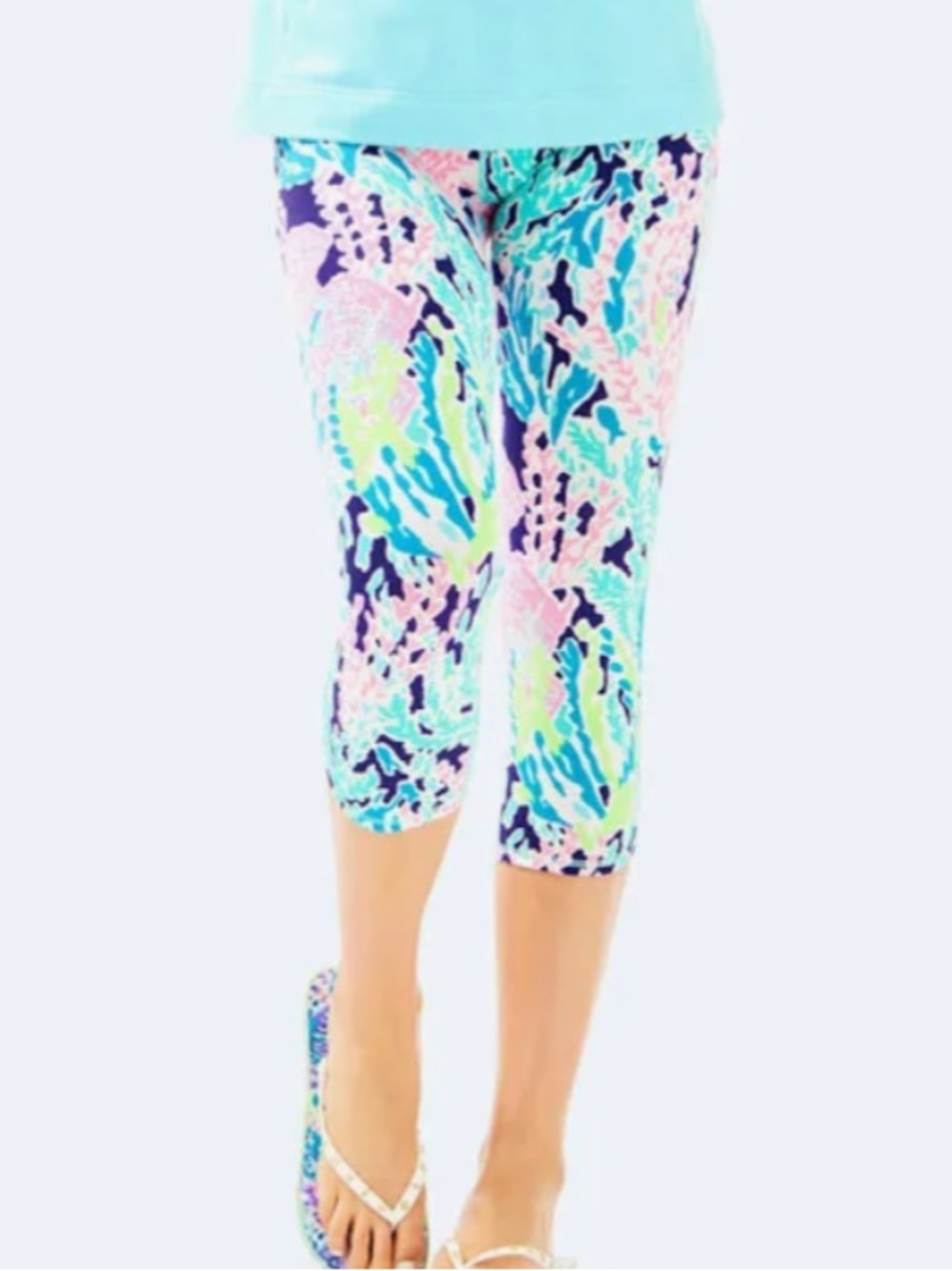 Lilly Pulitzer Luxletic Weekender Cropped Leggings Let’s Cha Cha Print Womens XL